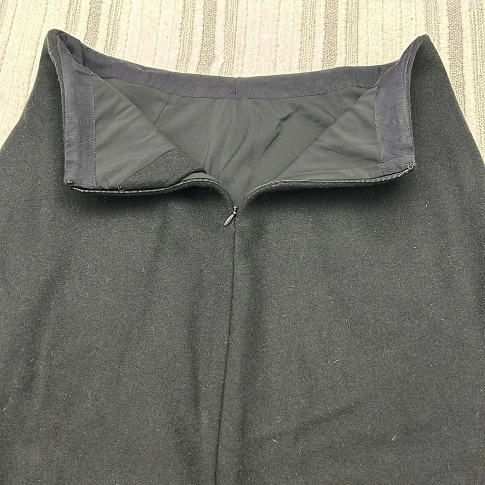 Club Monaco Wool NWT Midi Wrap Skirt Black‎ 10 A Line Quiet Luxury Minimalist